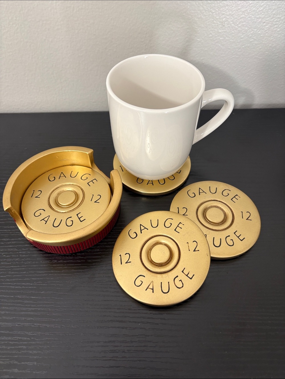 Gauge 12 Gold Shotgun Shell Coaster Set - 4 Pack
